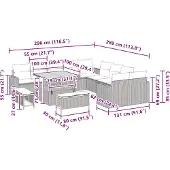 vidaXL Tuinbank Set 17 st 12-Aantal zitplaatsen Zwart poly rattan