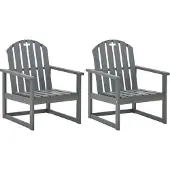 Syfax Tuinstoelen 2 st massief acaciahout grijs