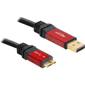 DeLOCK 82762 USB-kabel USB 3.2 Gen1 USB-A stekker, USB-micro-B 3.0 stekker 3.00 m Rood, Zwart Vergulde steekcontacten, UL gecertificeerd