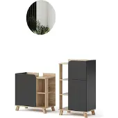 Vicco Badkamermeubelset Karen Sonoma/Antraciet 3-delig, Model 47291