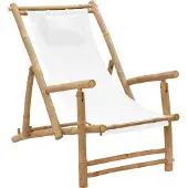 Prolenta Maison Exclusive - Ligstoel van bamboe en canvas, crèmekleurig