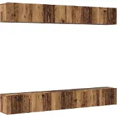 Syfax Tv-meubelset Wandgemonteerd 6 pcs Oudhout Bewerkt hout