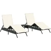 Syfax Ligbedden 2 st met tafel poly rattan zwart