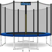 Kiduku Trampoline Ø 244/305/366/427 cm | Complete set met veiligheidsnet, ladder, randafdekking, grondanker & accessoires | Outdoor tuintrampoline kindertrampoline belastbaarheid 150 kg (366 cm)