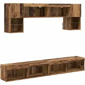 Syfax TV Wand Eenheden met LED 6 pcs Oud Hout Bewerkt hout