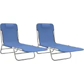 Syfax Ligbedden 2 st inklapbaar textileen en staal blauw