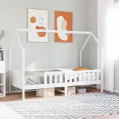 Prolenta Maison Exclusive - Kinderbed, huisbedmodel, wit, 80x200 cm, massief grenenhout