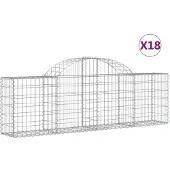 vidaXL Schanskorven 18 st gewelfd 200x30x60/80 cm gegalvaniseerd ijzer