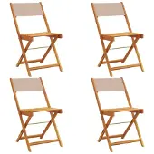 vidaXL Tuinstoelen 4 st inklapbaar stof en massief hout taupe