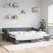 Prolenta Maison Exclusive - Uittrekbaar dagbed, donkergrijs, 90x200 cm, gestoffeerd