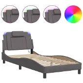 vidaXL Bedframe "Viana" met LED zonder matras grijs 80x200 cm