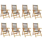 vidaXL Tuinstoelen 8 st verstelbaar massief acaciahout grijs