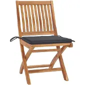 vidaXL Tuinstoelen 4 st inklapbaar met kussens massief teakhout