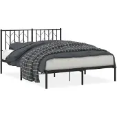 vidaXL Bedframe met hoofdbord metaal zwart 140x190 cm