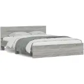 vidaXL Bedframe met hoofdeinde grijs sonoma eikenkleurig 140x190 cm