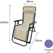 Marbueno Summer 90x66x108 Cm Folding Sunbed Blauw