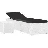 Syfax Ligbed met kussen en theetafel poly rattan wit