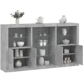 vidaXL Dressoir met LED-verlichting 181,5x37x100 cm betongrijs