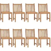 vidaXL Tuinstoelen 8 st met kussens massief teakhout