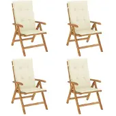 vidaXL Tuinstoelen 4 st verstelbaar met kussens massief teakhout