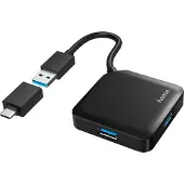 Hama Hub Usb 3.2 + Usb-c Adapter Zwart (200116)