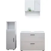 Vicco Badkamermeubel set Irma, Wit Hoogglans, 3-delig