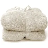 Unique living Plaid Teddy Dove White Fleece Wit