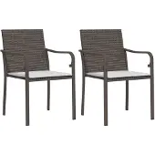 vidaXL Tuinstoelen 2 st met kussens 56x59x84 cm poly rattan bruin