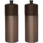 Olympia koperen en houten zout- en pepermolenset 15cm
