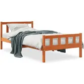 vidaXL Bedframe zonder matras massief grenenhout wasbruin 75x190 cm