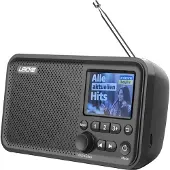 LEICKE draagbare DAB+ radio met Bluetooth 5.0 | DAB/DAB+ en FM radio, 2,4" kleuren display, 80 voorgeprogrammeerde zenders, keukenradio met kabel of 2000mAh batterij