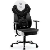 Diablo X-Gamer 2.0 Gaming stoel, kantoorkruk. Bekleding: stof. Ergonomisch ontwerp. Lendensteun. Kleur: zwart-wit