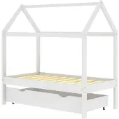 Syfax Kinderbedframe met lade massief grenenhout 70x140 cm wit