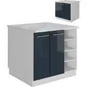 Vicco Fame-Line Kookeiland – 90 cm zonder werkblad Donkerblauw hoogglans