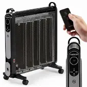 Arebos Mica Convector 2000 W - elektrische kachel - convectorkachel - mobiele elektrische kachel energiebesparend - mobiele elektrische ventilatorkache- met 2 warmtestanden - zwart