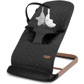 Coil babywippe, babybouncertoestel, babyschommel, schommelstoel, 3-standen verstelbaar, antislip elementen, ergonomische bekleding, zwart