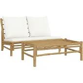 Syfax 2-delige Loungeset met kussens bamboe crèmewit