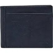 Fossil Leer kaarthouder Neel Bifold With Flip ID Navy blauw