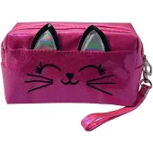 Juleeze Toilettas Dames Kat 18x10 cm Roze Polyurethaan