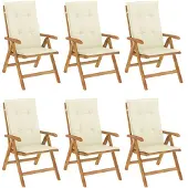 vidaXL Tuinstoelen 6 st verstelbaar met kussens massief teakhout