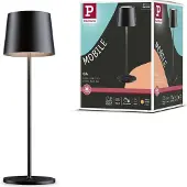 Paulmann LED tafellamp Gilo, zwart, kunststof, IP44 dimbaar, zwart, Woon-/ Eetkamer, Kunststof, Modern