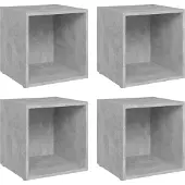 Sonstiges Tv-meubelen 4 st 37x35x37 cm bewerkt hout betongrijs