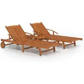 vidaXL Ligbeddenset met tafel massief acaciahout