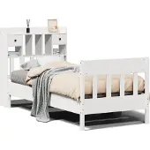 vidaXL Bedframe zonder matras massief grenenhout wit 75x190 cm