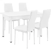 En.casa Eethoek eetkamerset Graz 5-delig tafel met stoelen wit