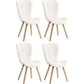 CLP 4-delige set eetkamerstoelen Elda, kunstleer met stevig houten frame, wit
