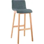 CLP Hoover barkruk - bekleding: stof, poten: hout, naturel - Blauw