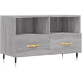 Syfax Tv-meubel 80x36x50 cm bewerkt hout grijs sonoma eikenkleurig