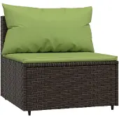Syfax Tuinmiddenbank met kussens poly rattan bruin