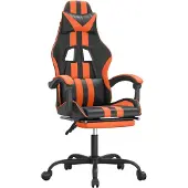 vidaXL Gamestoel met voetensteun kunstleer zwart en oranje